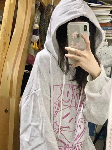 5413 (Chinese cotton composite double hood plus velvet) Douyin quality light gray hooded sweatshirt Korean style embroidered thin jacket