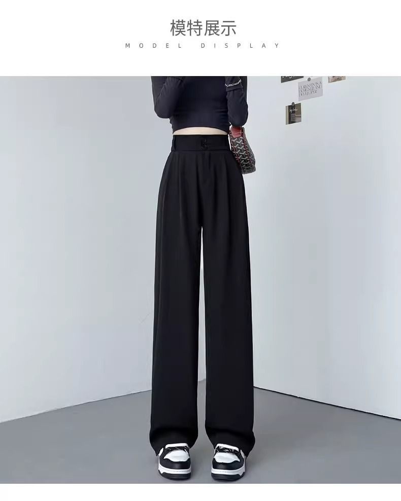 女裤腰高长裤:裤长s m l xl 2xl:尺寸黑色 卡其色 米白色 灰色 咖啡色