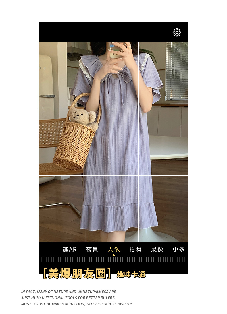 夏季新款睡衣女甜美薄款提花棉睡裙可爱少女家居服