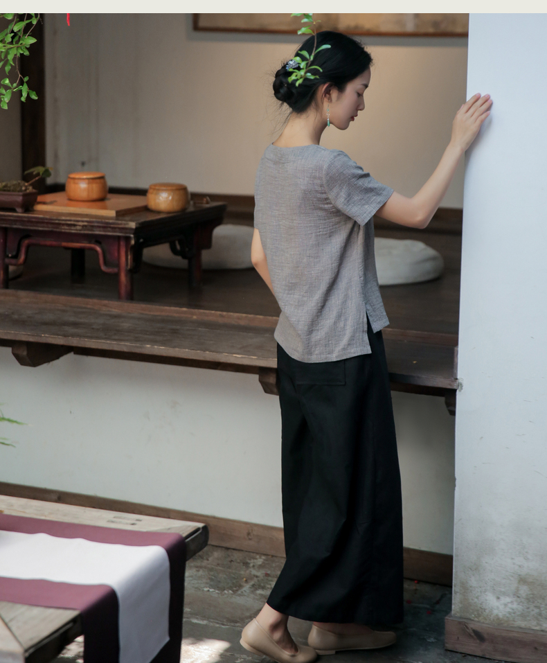 官图现货亚麻佛系女装素衣禅服茶服女夏季茶艺师服装