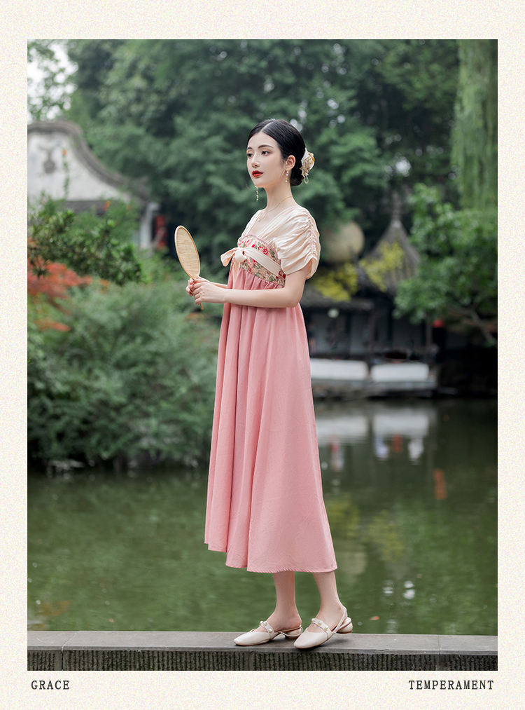 春季汉服女古装改良飘逸超仙中国风襦裙学生舞蹈演出服装 
