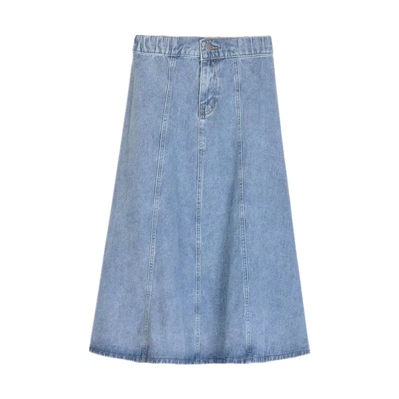 Denim skirt women's mid-length summer thin section 2022 high waist thin loose elastic waist a-line all-match umbrella skirt