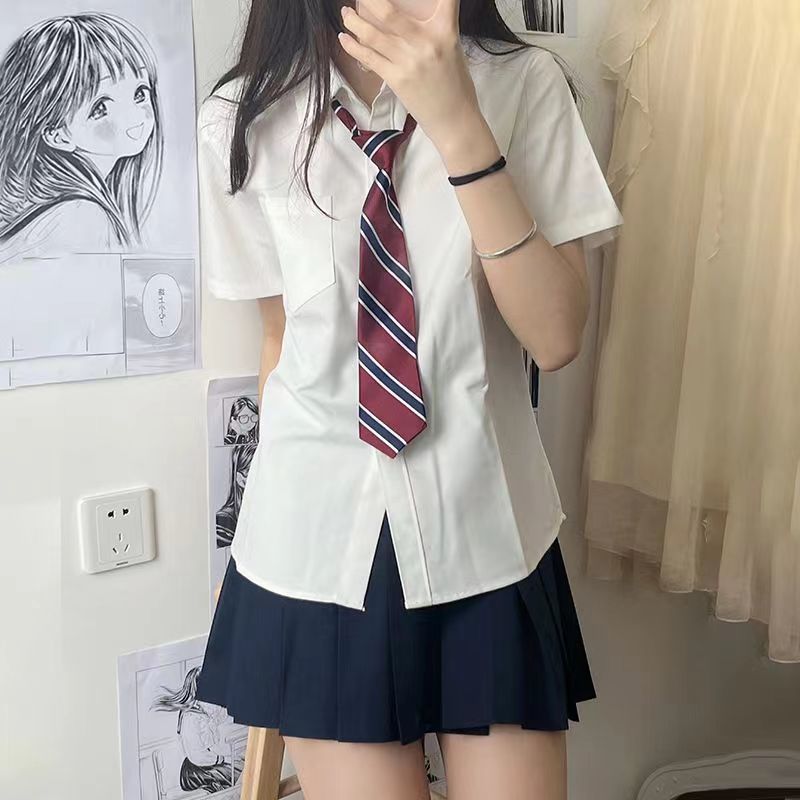 (酷丝绵 有口袋款)jk制服衬衣春夏秋冬季白色学生衬衫上衣女 