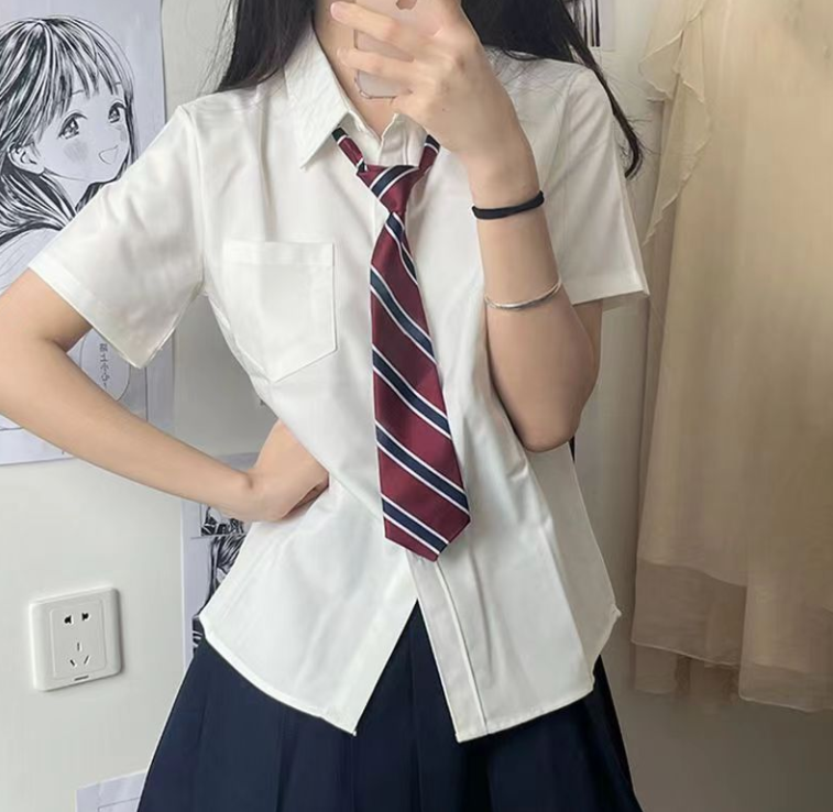 (酷丝绵 有口袋款)jk制服衬衣春夏秋冬季白色学生衬衫上衣女 