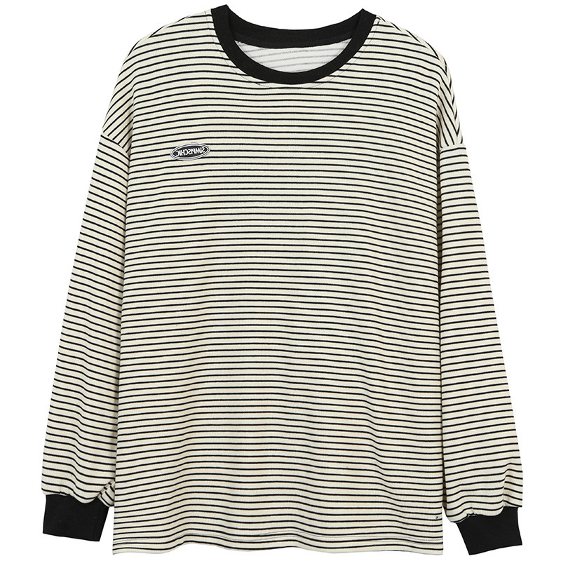 Striped T-shirt bottoming shirt for women autumn new round neck long-sleeved sweatshirt for women Korean style top