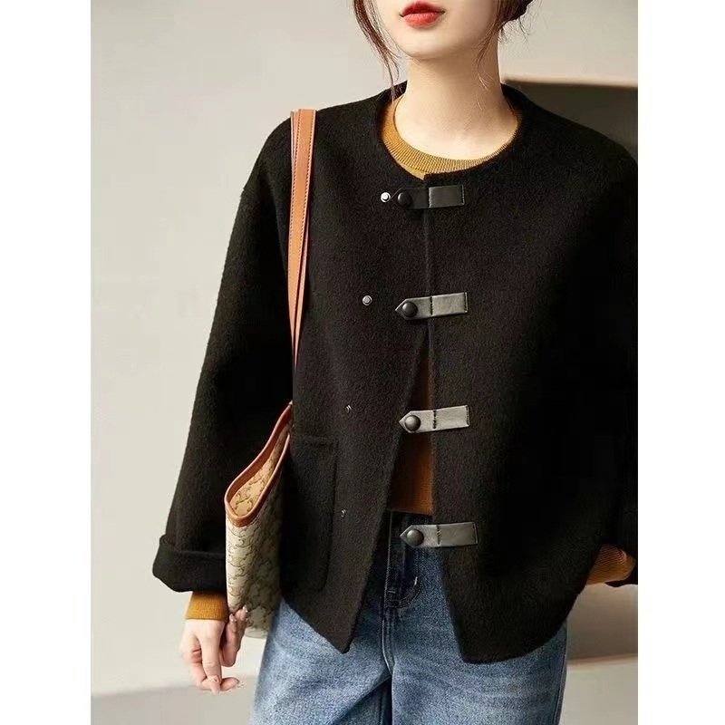 Light Elegant Series Loose Temperament Slim Short Coat Jacket  Women's Autumn and Winter New Solid Color Woolen Jacket