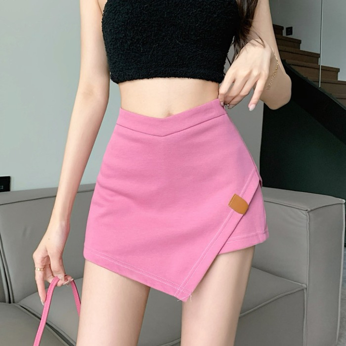 High-waist design niche irregular skirt pants women's 2024 summer new hip-covering A-line short skirt