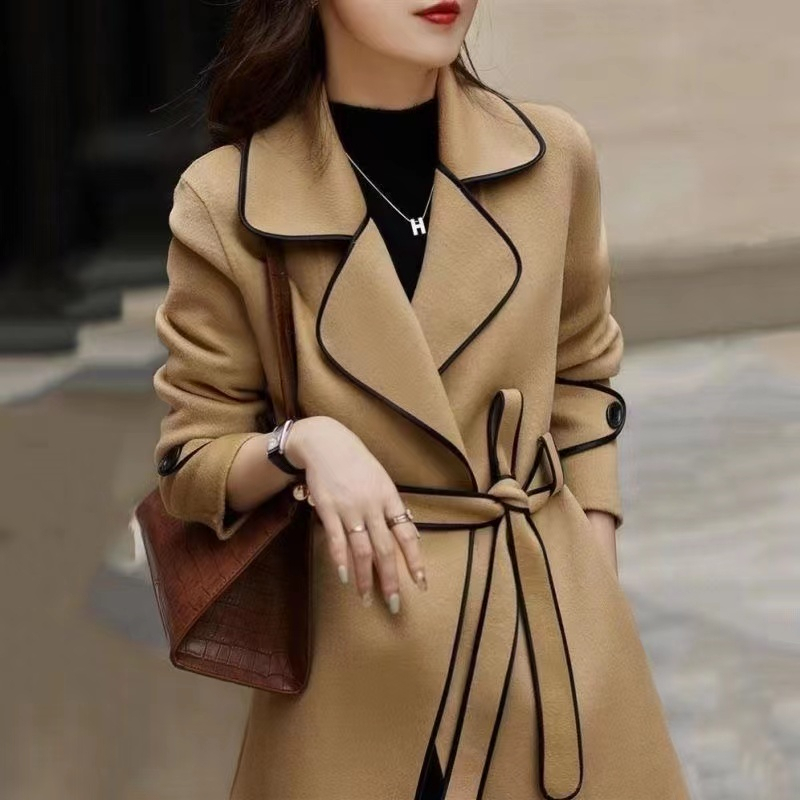 Welfare high-end handmade double-sided velvet coat women's mid-length  new style loose and slim woolen coat