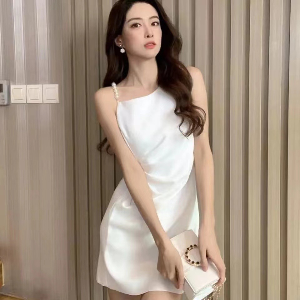 New style pearl suspender dress, women's summer skirt, French style, slimming, fashionable short skirt