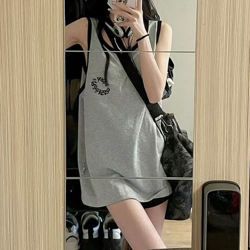 Japanese sweet vintage vest women's summer outer wear loose and trendy ins sleeveless t-shirt careful sweet hot girl top