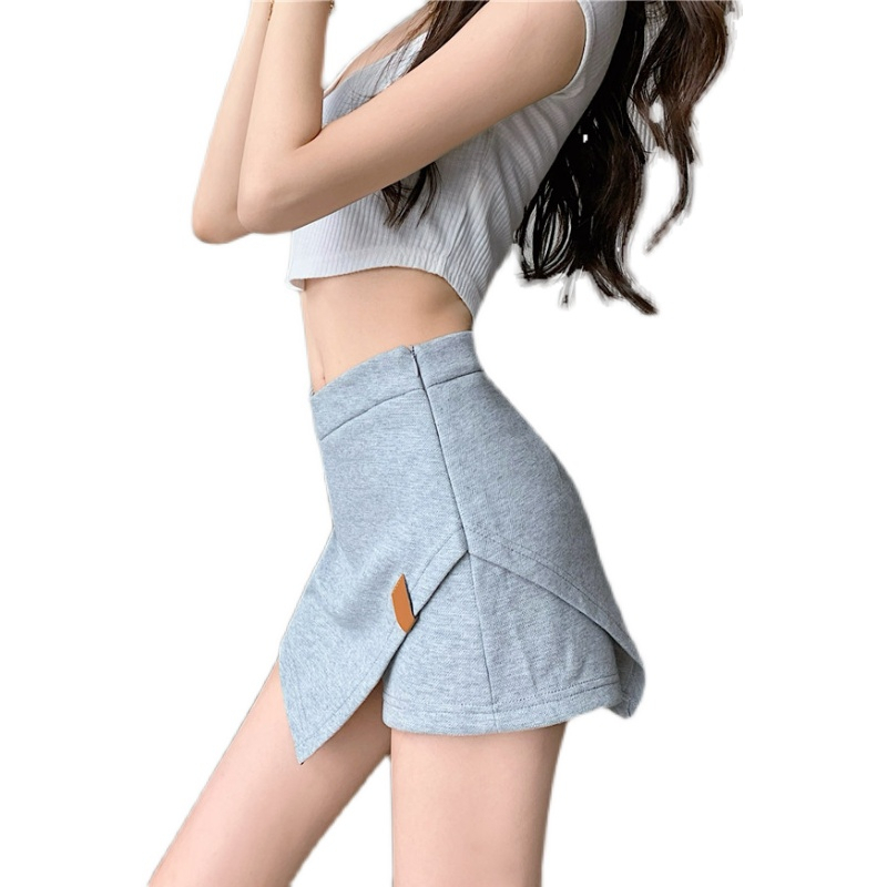 High-waist design niche irregular skirt pants women's 2024 summer new hip-covering A-line short skirt