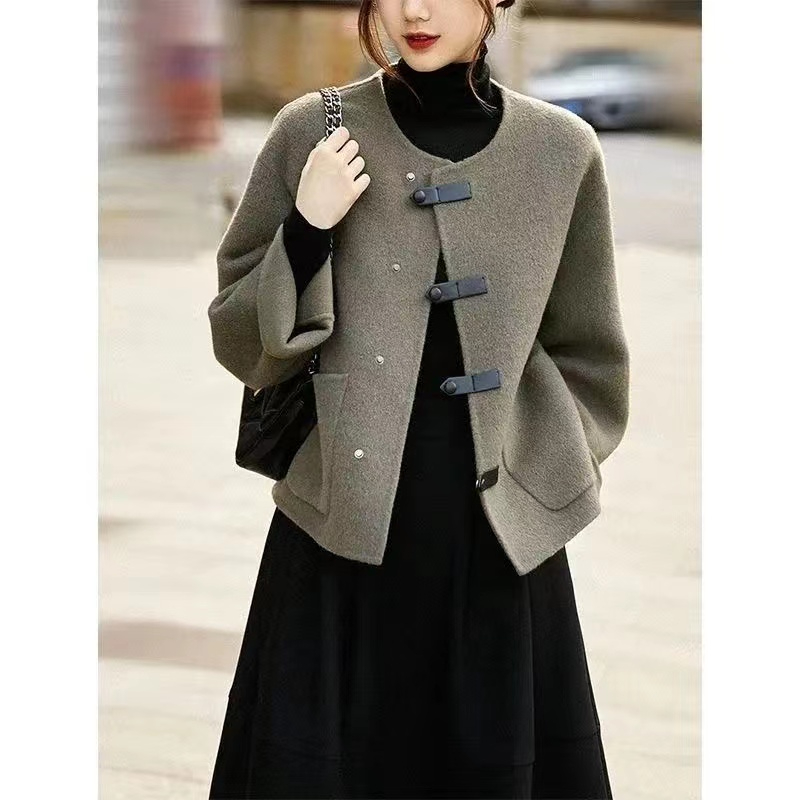 Light Elegant Series Loose Temperament Slim Short Coat Jacket  Women's Autumn and Winter New Solid Color Woolen Jacket