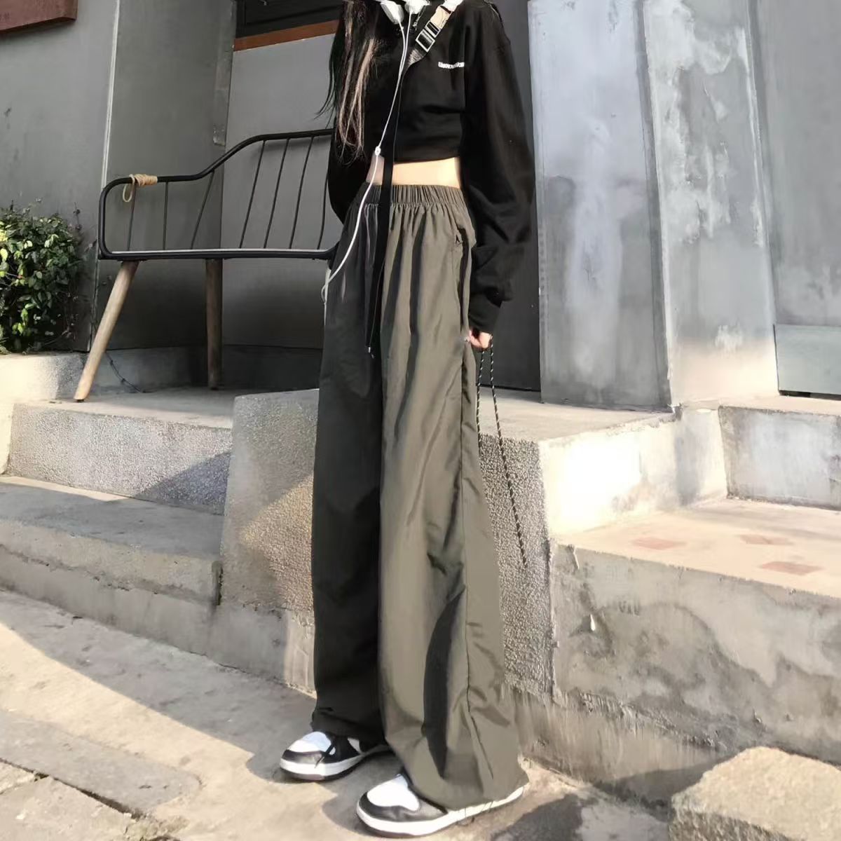 American street workwear pants for women in summer thin trendy ins high street straight slim casual wide leg pants