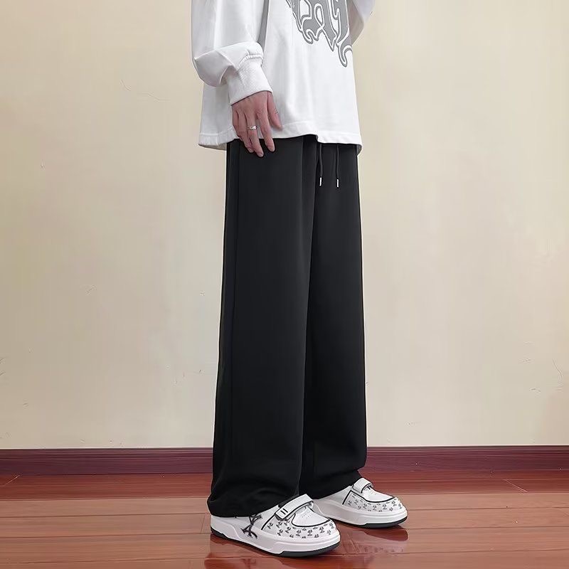 Spring and autumn casual trousers for women, drapey loose sports pants, straight wide-leg pants for women