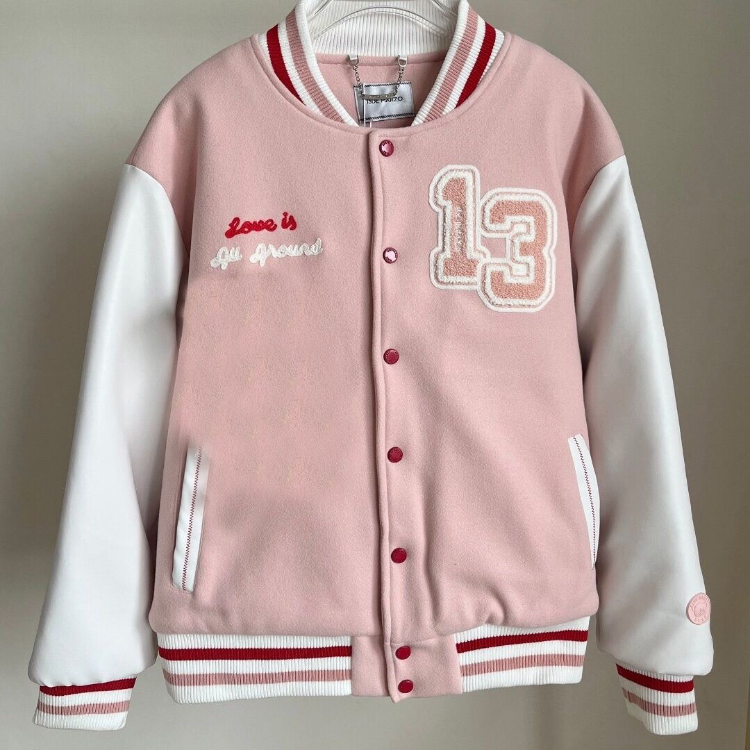 American retro pink embroidered baseball uniform jacket for women spring and autumn loose and versatile couple hot girl jacket top