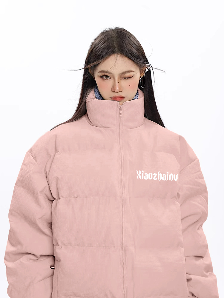 Pink cotton-padded clothes for women 2024 new autumn and winter cute loose design niche warm bread clothes cotton-padded jackets