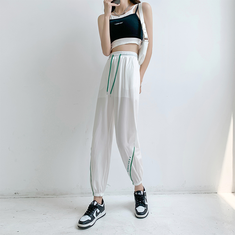 Summer new quick-drying pants high waist drawstring harem pants women's buttocks loose casual letter sweatpants