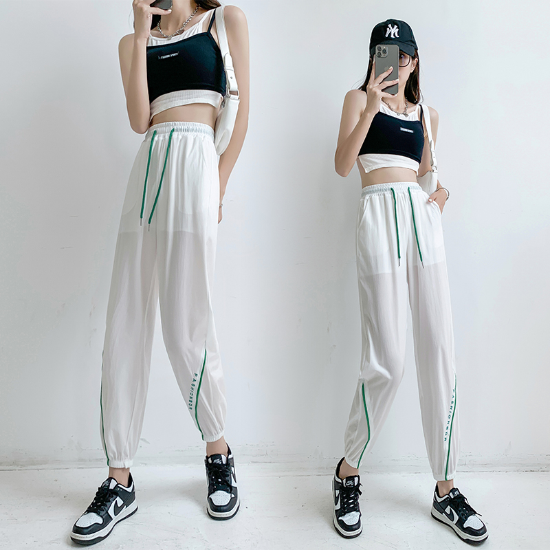 Summer new quick-drying pants high waist drawstring harem pants women's buttocks loose casual letter sweatpants