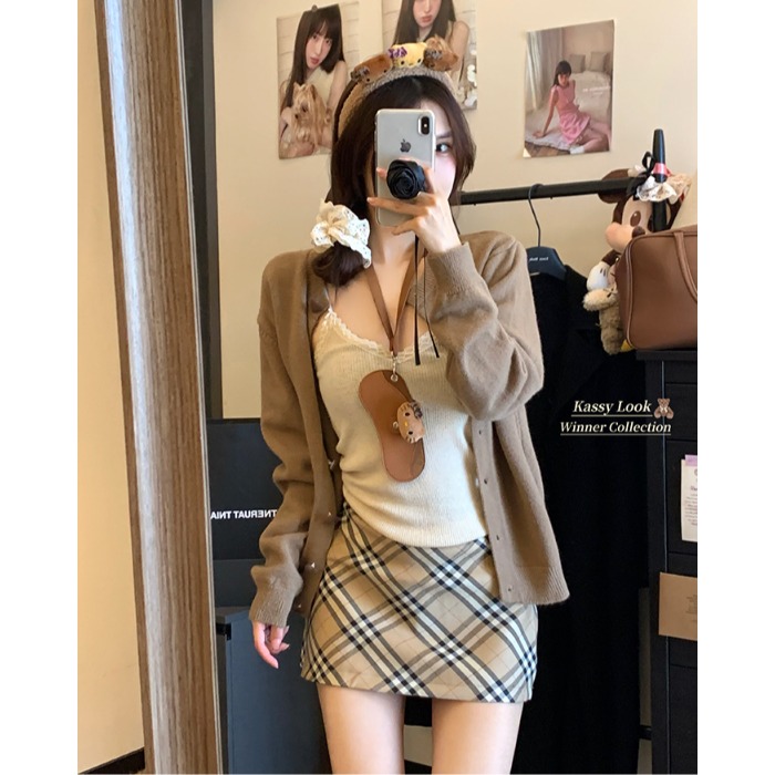 Love single-breasted knitted cardigan for women autumn 2024 new design sweater jacket loose lazy style top