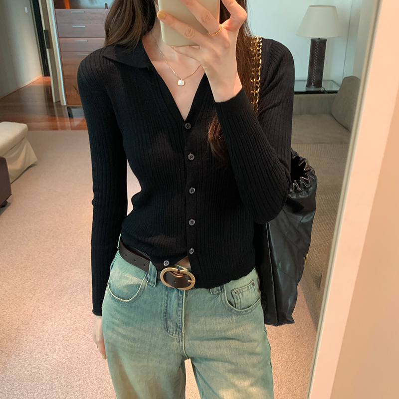 Knitted sweater for women autumn 2024 new cardigan sweater jacket slim fit versatile long-sleeved top for women