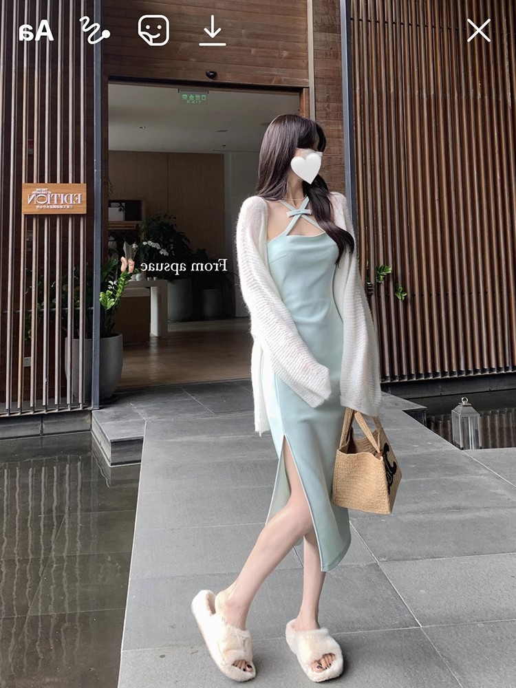 Fairy soft, waxy and gentle temperament mohair cardigan for women thin loose lazy style mid-length sweater jacket