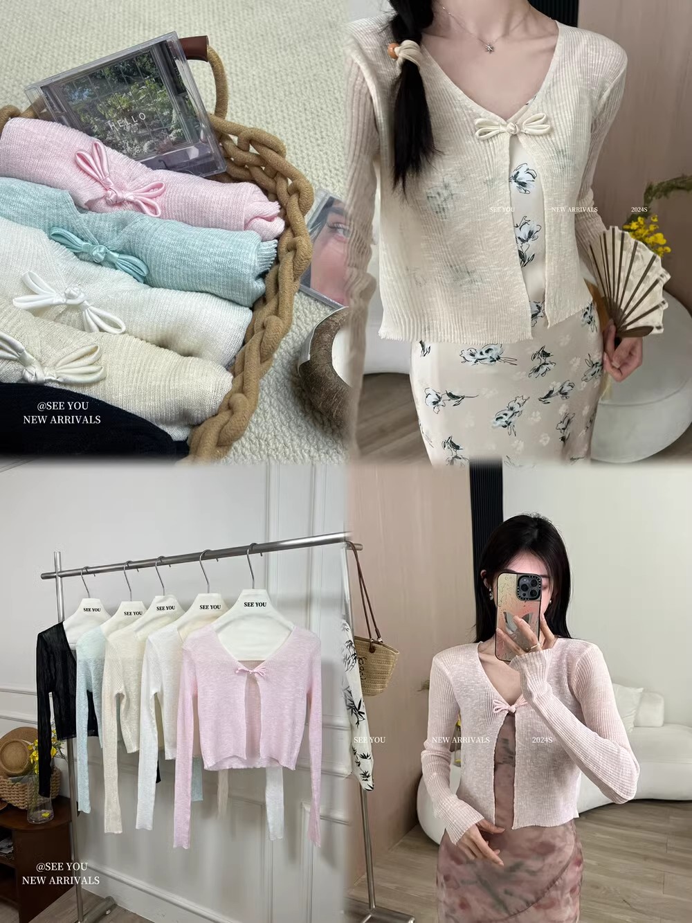 ANGELA new Chinese style small waistcoat ice silk sunscreen shawl blouse sweater women's spring and summer versatile thin coat