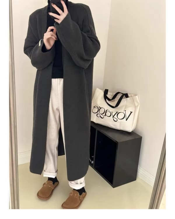 New autumn and winter thick long knitted sweater jacket for women clean version over the knee high-end sweater loose foreign style cardigan for outer wear