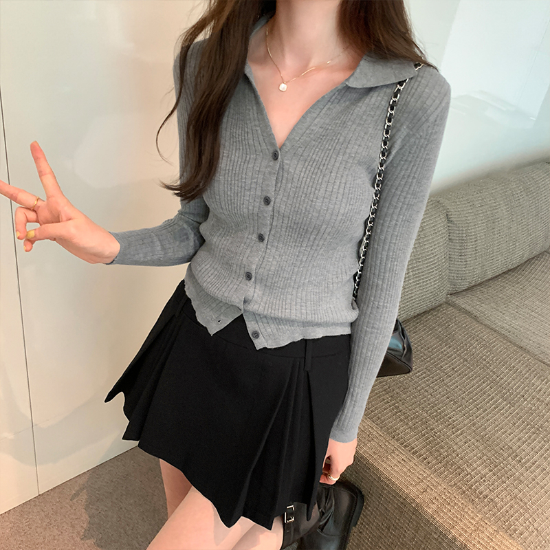 Knitted sweater for women autumn 2024 new cardigan sweater jacket slim fit versatile long-sleeved top for women