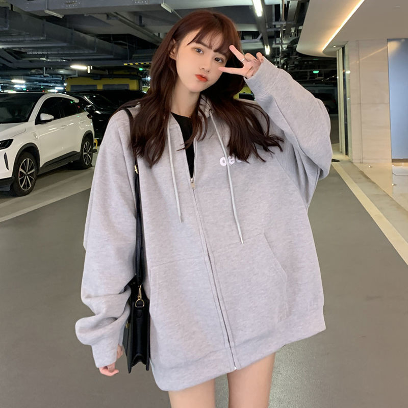 Antique style cardigan jacket sweater women's trendy ins spring and autumn thin section Korean version of the street loose Harajuku lazy cec students