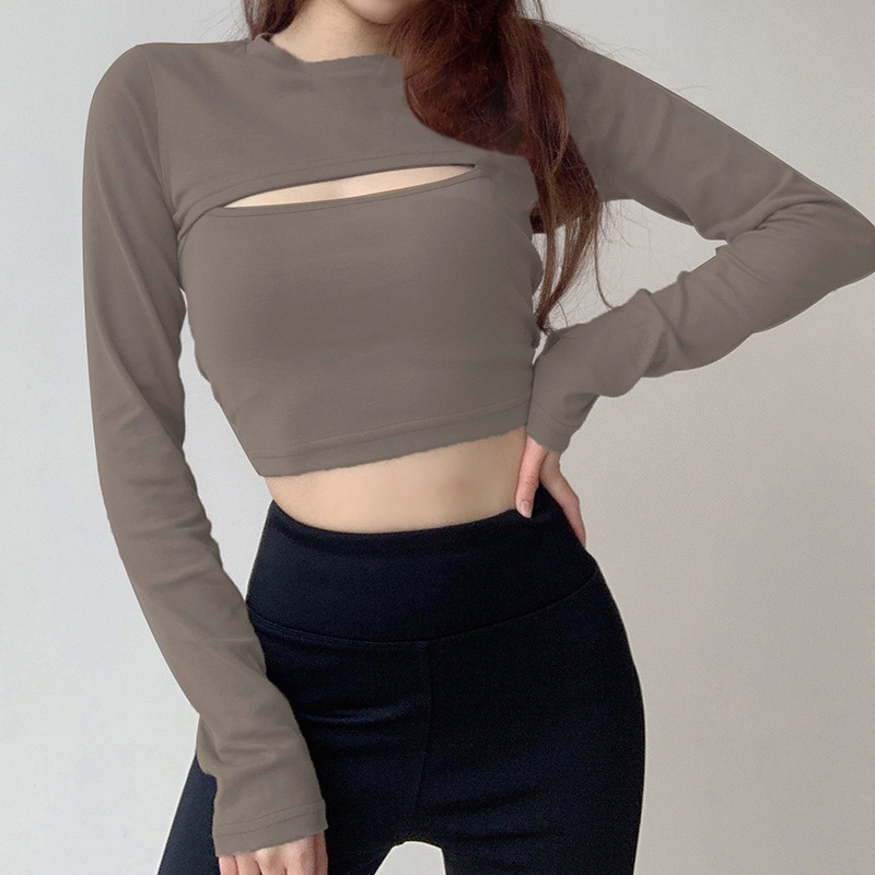 Long sleeve Pullover two piece T-shirt Crew Neck Long Sleeve Pullover two piece T-shirt