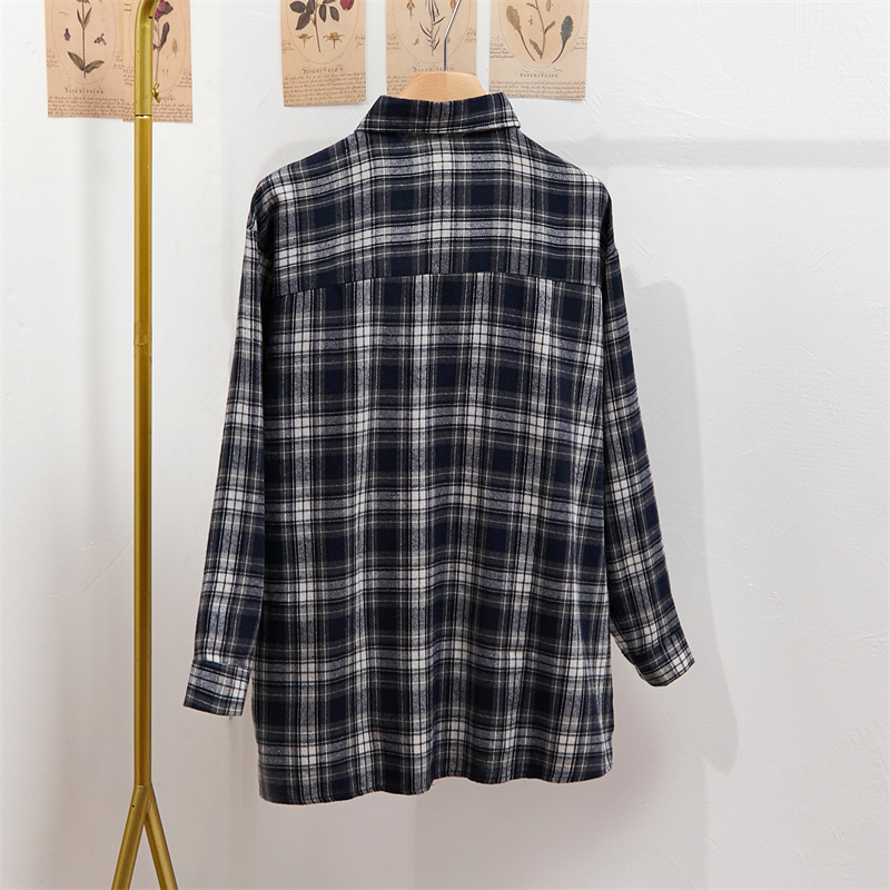 [Original yarn-dyed fabric]  new plaid shirt for women small, loose retro long-sleeved shirt jacket