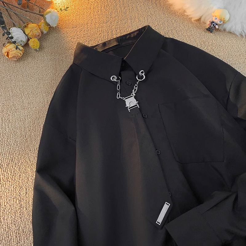 Real shot #long-sleeved jk shirt women's spring and autumn college style cool style high-end American high street shirt jacket