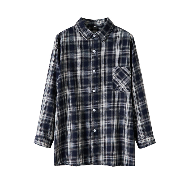 [Original yarn-dyed fabric]  new plaid shirt for women small, loose retro long-sleeved shirt jacket