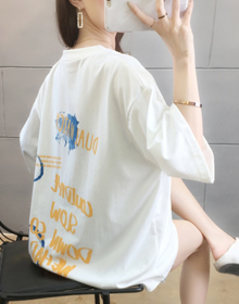 9904#官图【26支纯棉大版】新款夏季韩版宽松大码女装短袖t恤女