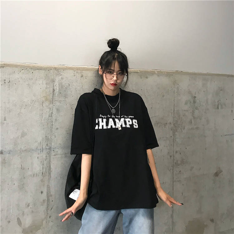 Hong Kong style girl loose short sleeve T-shirt