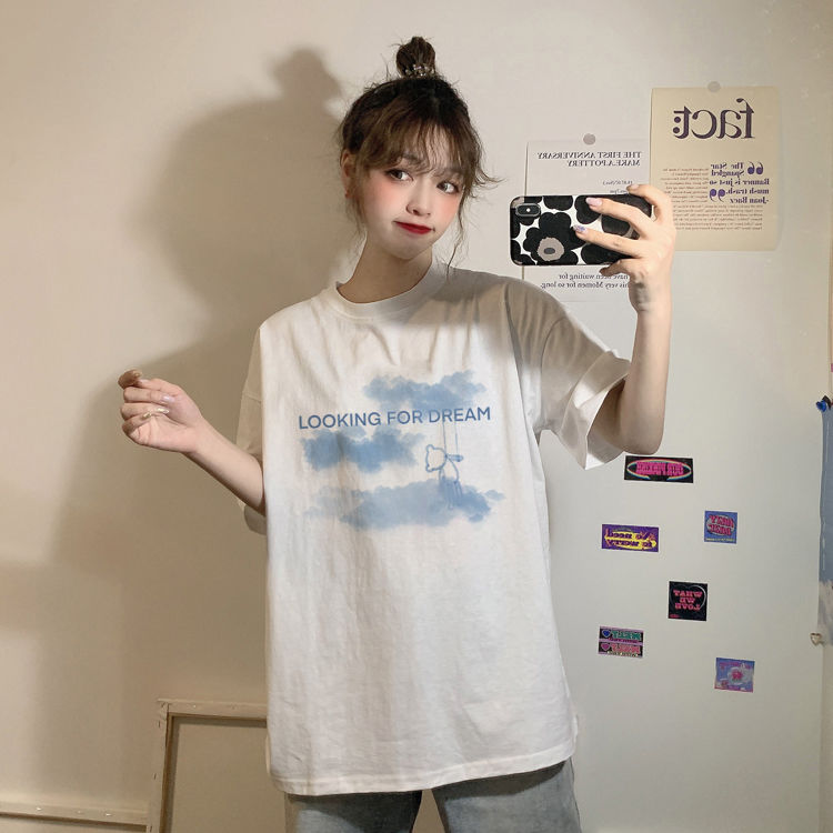 2021 short sleeve T-shirt women's Korean loose round neck T-shirt for students