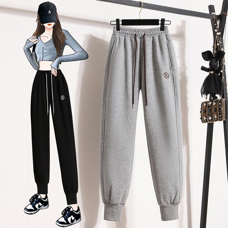 Pure cotton Huamian composite milk silk, official website 2132# sports pants women's pants spring and autumn harem pants casual pants