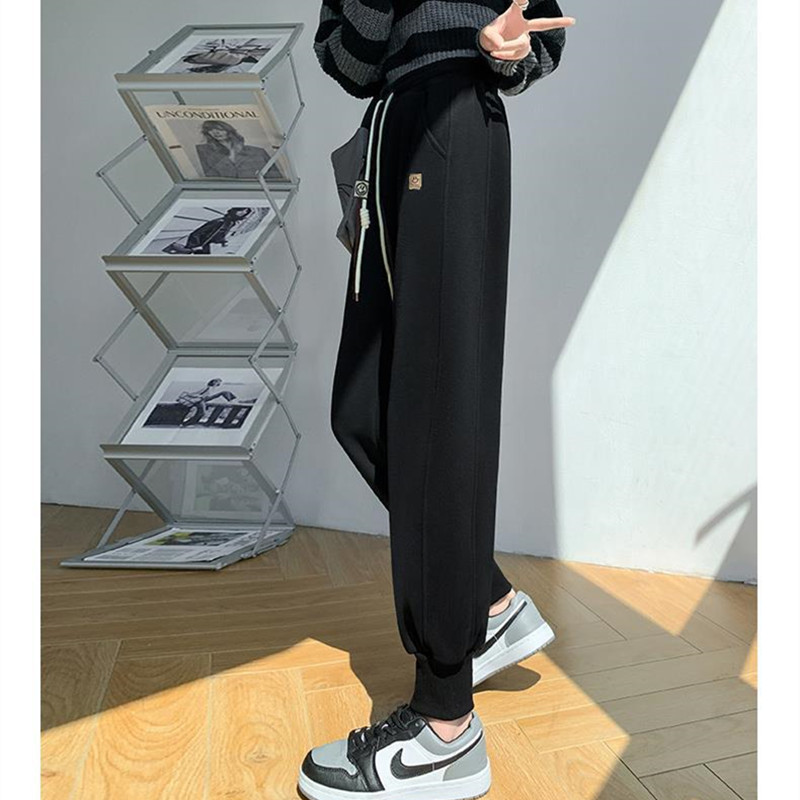 Pure cotton Huamian composite milk silk, official website 2135# sports pants female spring and autumn  new loose casual pants