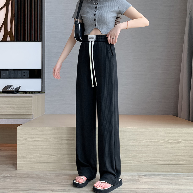 Real price, real shot 9762#Huaqiangu ice silk women's trousers spring and summer thin wide-leg pants casual drape floor-mopping trousers