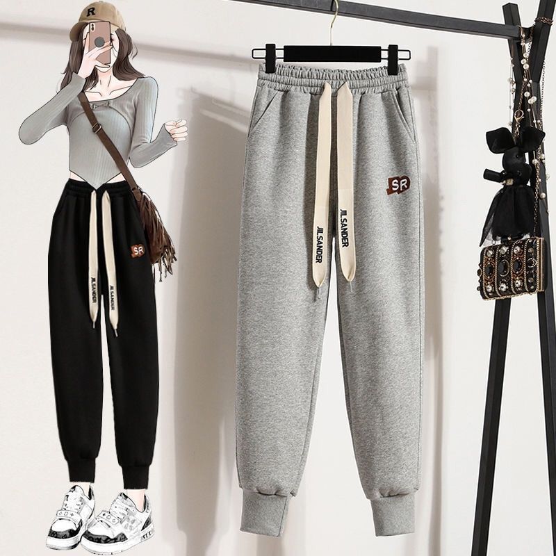 Pure cotton Huamian composite milk silk, official website 2134# sports pants women's pants spring and autumn harem pants casual pants