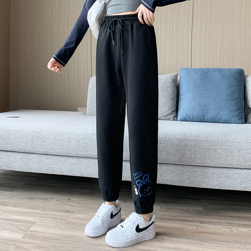 Real shot of 2119 gray sports pants women's spring and autumn 2023 new loose-fitting leggings pants small slim casual pants
