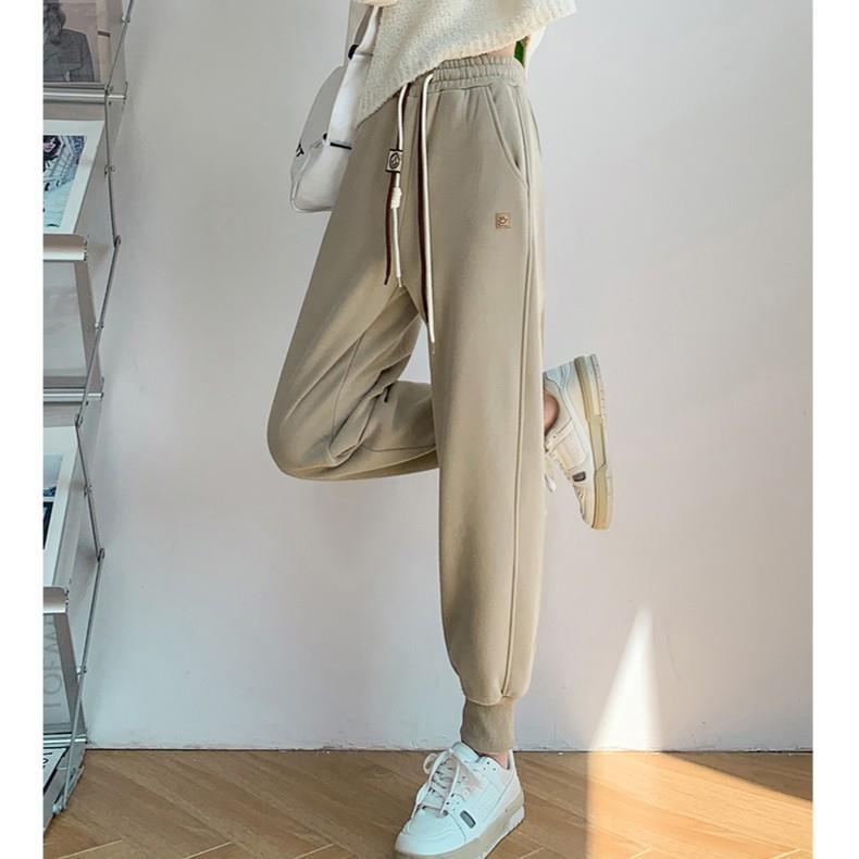 Pure cotton Huamian composite milk silk, official website 2135# sports pants female spring and autumn  new loose casual pants