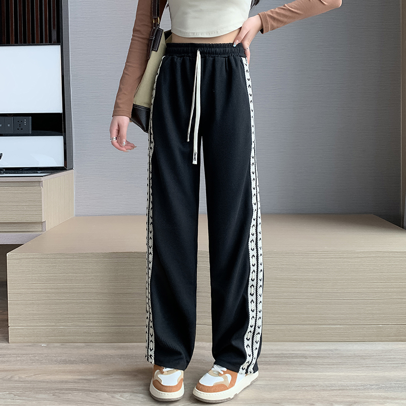 6535 waffle real shot 2102 women's sports pants spring and autumn 2023 new loose-fitting leggings slim casual pants