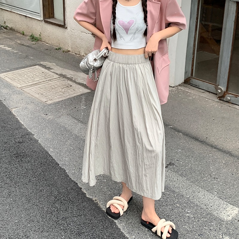 Original fabric craftsmanship non-shrunk Yamamoto skirt women's spring high-waisted A-line half-length skirt pleated umbrella skirt