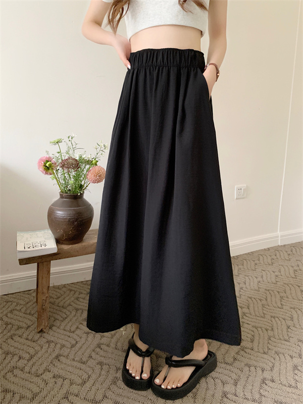 Yamamoto Skirt Women's summer thin pleated high-waisted A-line umbrella skirt slimming petite half-length mid-length hem skirt