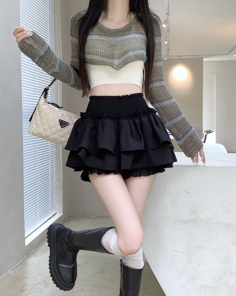 Ballet style skirt for women in autumn, new Korean version, high waist, slim design, sweet and spicy cake fluffy skirt