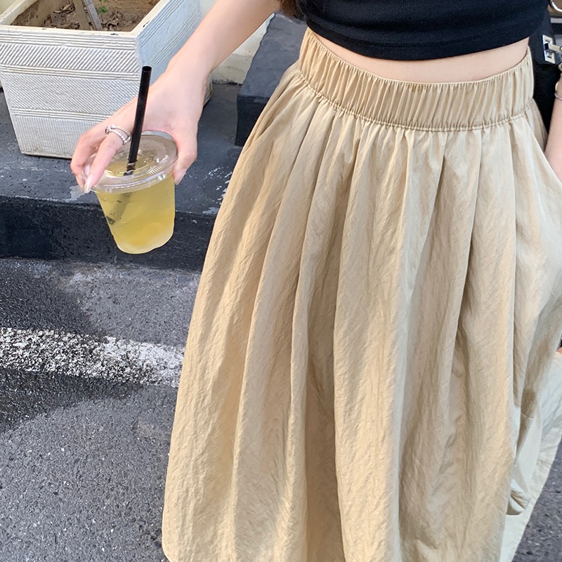 Original fabric craftsmanship non-shrunk Yamamoto skirt women's spring high-waisted A-line half-length skirt pleated umbrella skirt