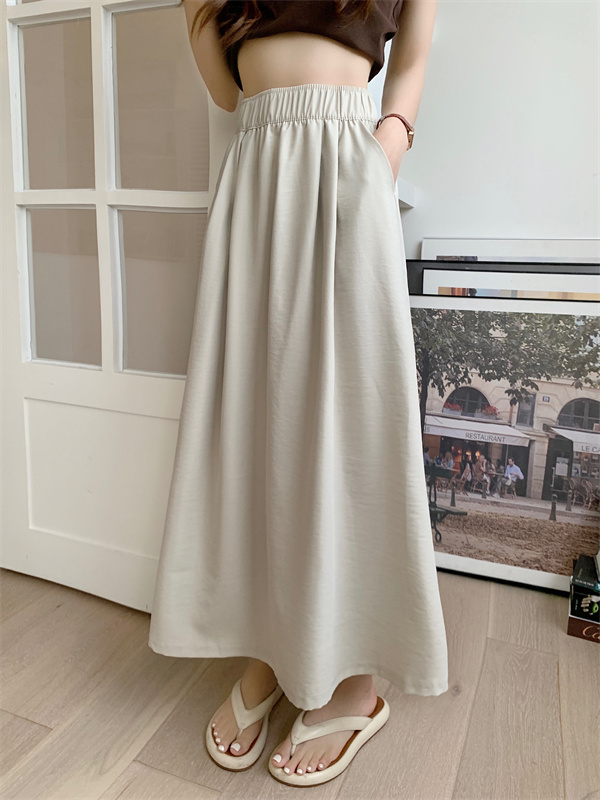 Yamamoto Skirt Women's summer thin pleated high-waisted A-line umbrella skirt slimming petite half-length mid-length hem skirt