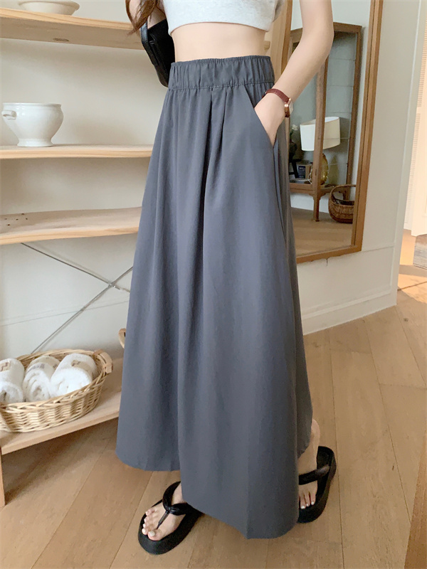 Yamamoto Skirt Women's summer thin pleated high-waisted A-line umbrella skirt slimming petite half-length mid-length hem skirt