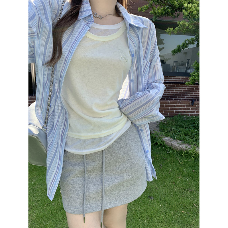  New Drawstring Gray Sports High Waist Casual Short Skirt Trendy Versatile Slim Hip Cover Skirt for Women Spring